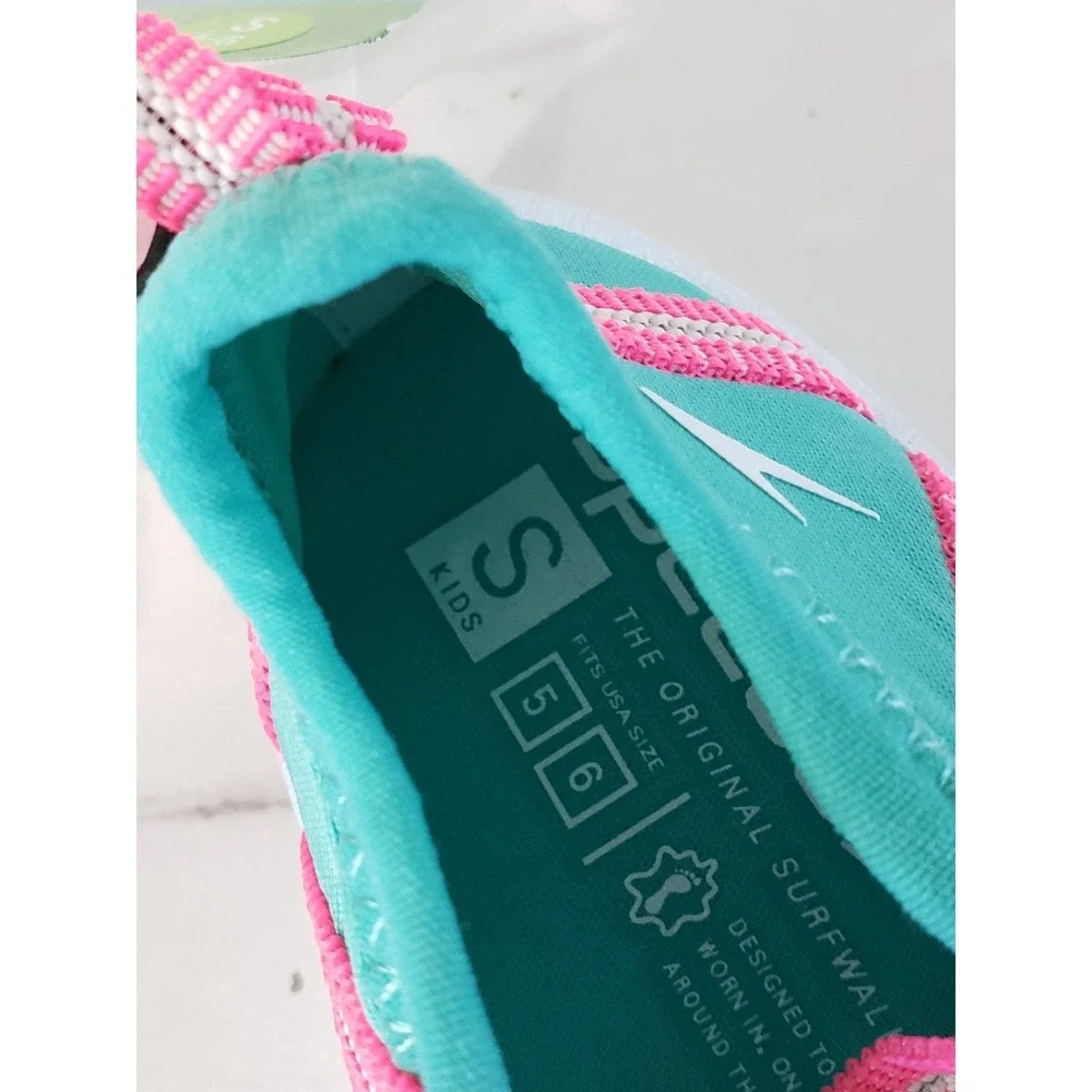 NEW Speedo Mary Jane Water Shoe Turquoise Pink Girl Size Small‎ 5-6 TODDLER BABY
